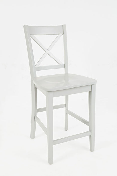 Jofran Simplicity Solid Wood Classic X-Back Stool (Set of 2) in Grey - Holmwood's Furniture & Design Center (Somersworth, NH)