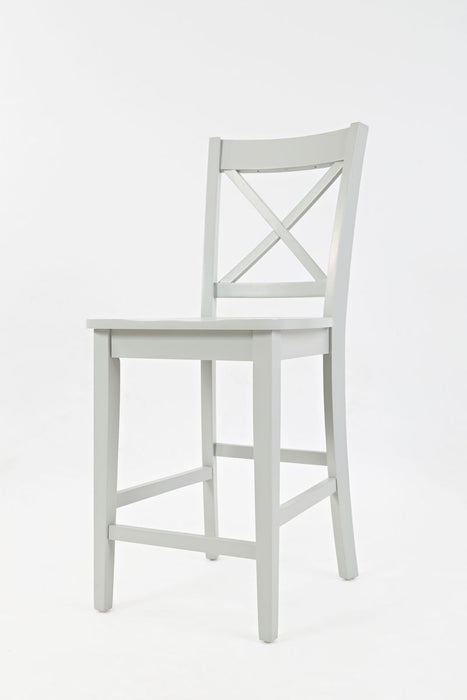 Jofran Simplicity Solid Wood Classic X-Back Stool (Set of 2) in Grey - Holmwood's Furniture & Design Center (Somersworth, NH)