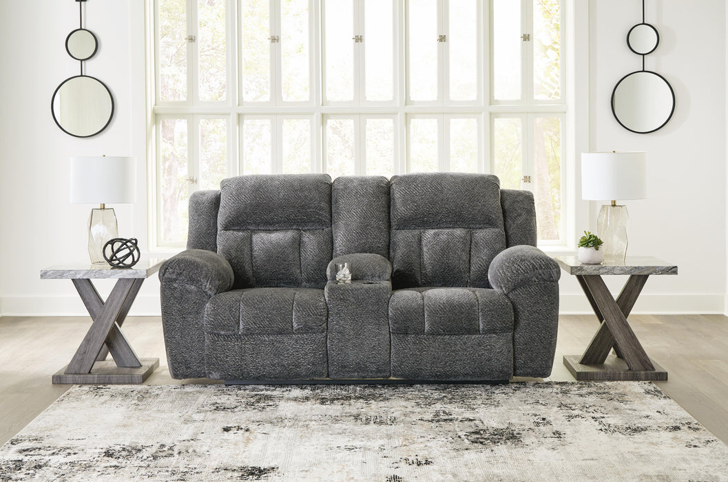 Frohn Reclining Loveseat with Console - Holmwood's Furniture & Design Center (Somersworth, NH)