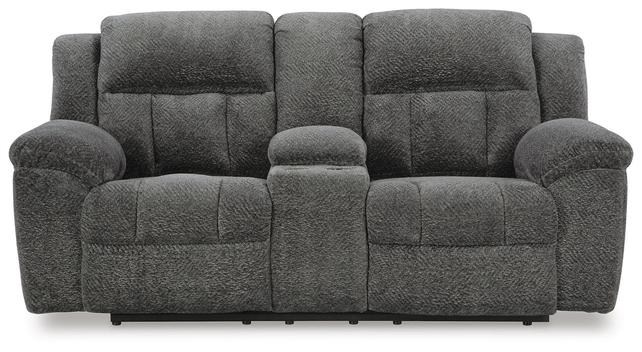 Frohn Reclining Loveseat with Console - Holmwood's Furniture & Design Center (Somersworth, NH)