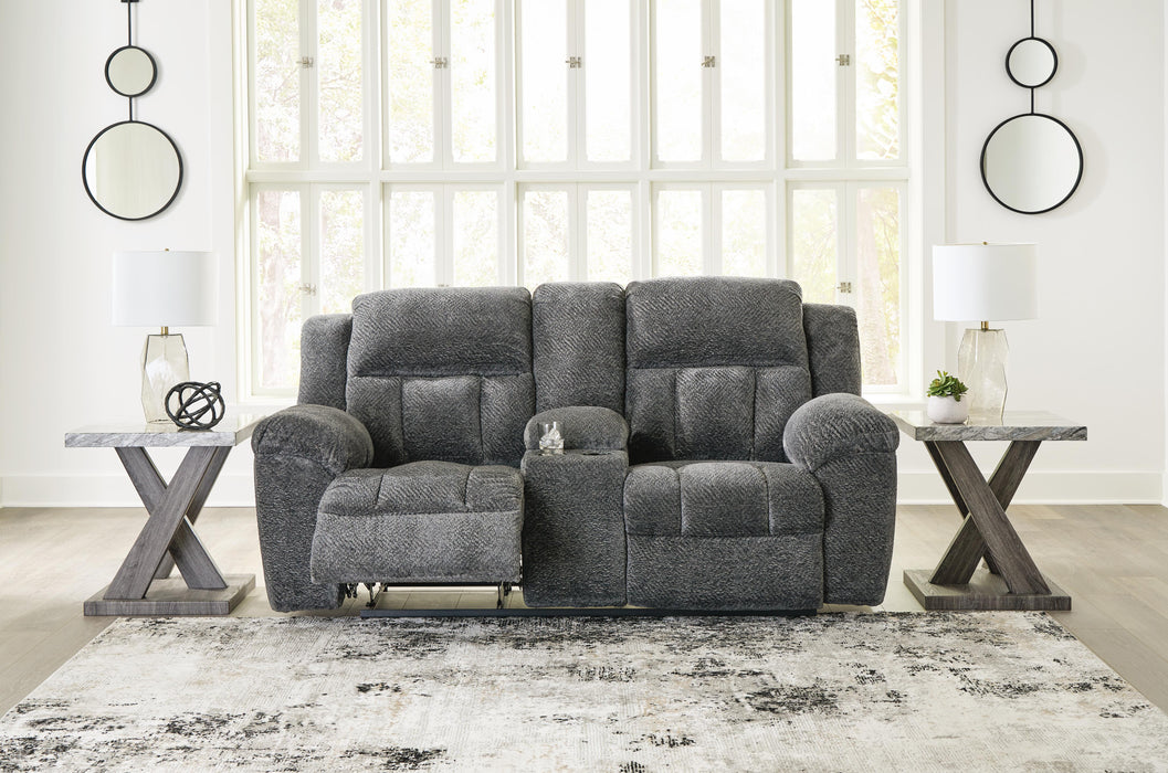 Frohn Reclining Loveseat with Console - Holmwood's Furniture & Design Center (Somersworth, NH)