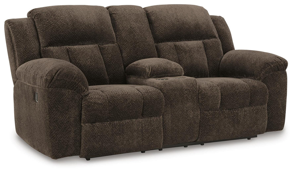Frohn Reclining Loveseat with Console - Holmwood's Furniture & Design Center (Somersworth, NH)