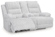 Rhines Falls Power Reclining Loveseat with Console - Holmwood's Furniture & Design Center (Somersworth, NH)