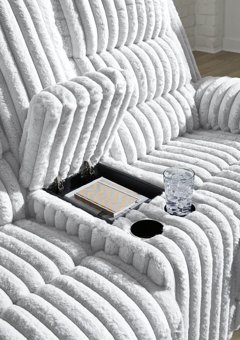 Rhines Falls Power Reclining Loveseat with Console - Holmwood's Furniture & Design Center (Somersworth, NH)