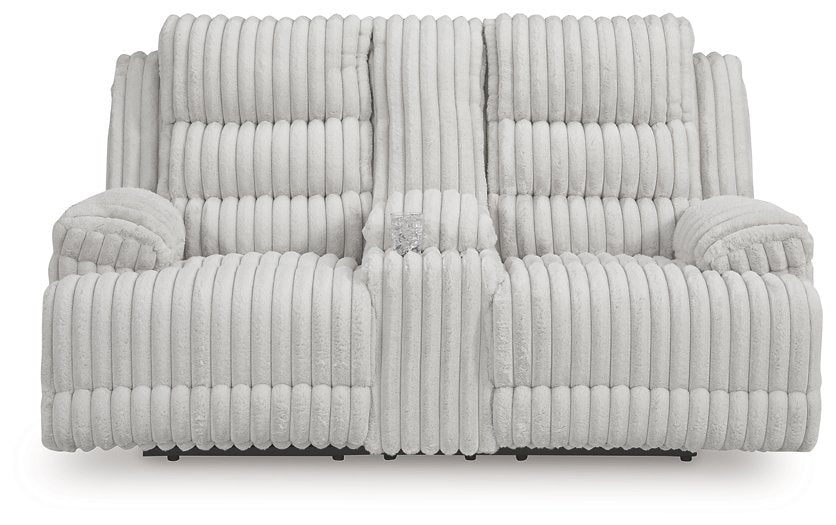 Rhines Falls Power Reclining Loveseat with Console - Holmwood's Furniture & Design Center (Somersworth, NH)