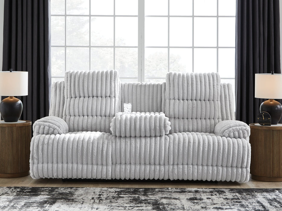 Rhines Falls Power Reclining Sofa with Drop Down Table - Holmwood's Furniture & Design Center (Somersworth, NH)