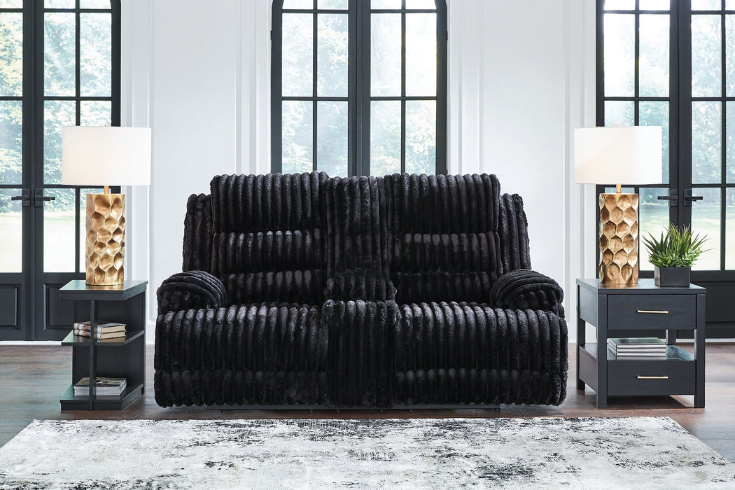 Rhine Falls Reclining Loveseat with Console - Holmwood's Furniture & Design Center (Somersworth, NH)