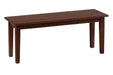 Jofran Simplicity Solid Wood 48" Classic Bench in Caramel - Holmwood's Furniture & Design Center (Somersworth, NH)