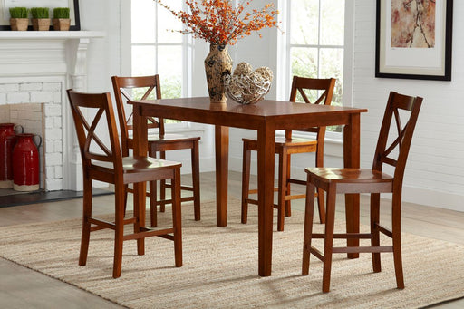 Jofran Simplicity Solid Wood Classic 54" Counter Height Dining Table in Caramel - Holmwood's Furniture & Design Center (Somersworth, NH)