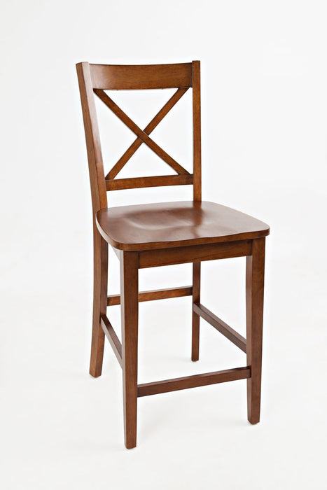 Jofran Simplicity Solid Wood Classic X-Back Stool (Set of 2) in Caramel - Holmwood's Furniture & Design Center (Somersworth, NH)