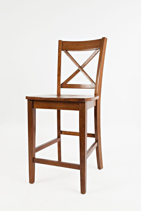 Jofran Simplicity Solid Wood Classic X-Back Stool (Set of 2) in Caramel - Holmwood's Furniture & Design Center (Somersworth, NH)
