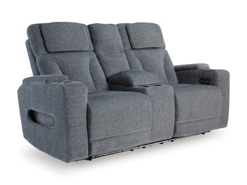 Studio Cave Power Reclining Loveseat with Console - Holmwood's Furniture & Design Center (Somersworth, NH)