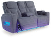 Studio Cave Power Reclining Loveseat with Console - Holmwood's Furniture & Design Center (Somersworth, NH)
