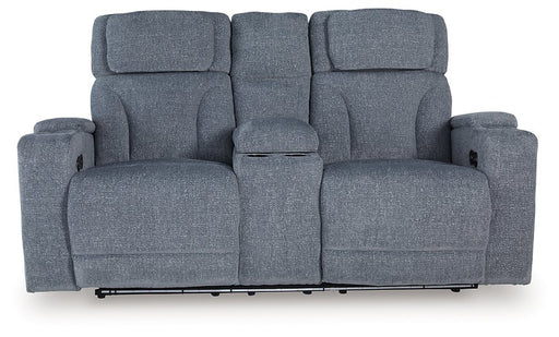 Studio Cave Power Reclining Loveseat with Console - Holmwood's Furniture & Design Center (Somersworth, NH)