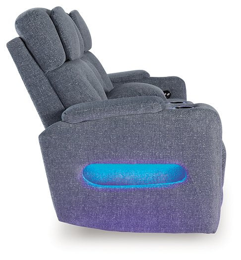 Studio Cave Power Reclining Loveseat with Console - Holmwood's Furniture & Design Center (Somersworth, NH)