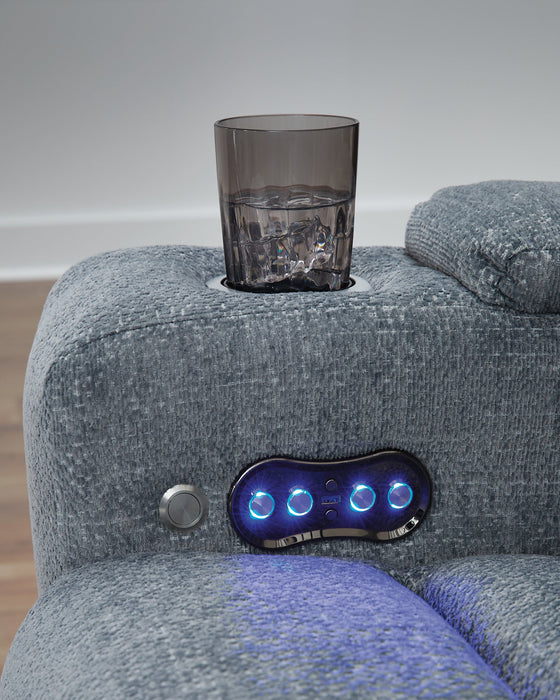 Studio Cave Power Reclining Loveseat with Console - Holmwood's Furniture & Design Center (Somersworth, NH)