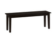 Jofran Simplicity Solid Wood 48" Classic Bench in Espresso Brown - Holmwood's Furniture & Design Center (Somersworth, NH)
