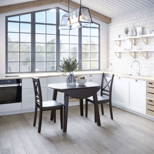 Jofran Simplicity Solid Wood Classic Round Drop-leaf Table in Espresso Brown - Holmwood's Furniture & Design Center (Somersworth, NH)
