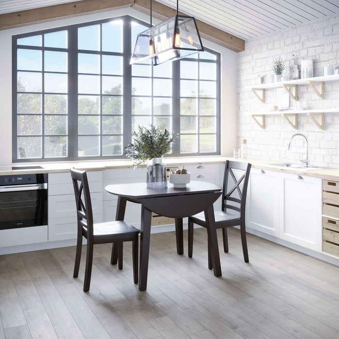 Jofran Simplicity Solid Wood Classic Round Drop-leaf Table in Espresso Brown - Holmwood's Furniture & Design Center (Somersworth, NH)