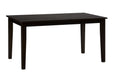 Jofran Simplicity Solid Wood Classic 60" Rectangle Dining Table in Espresso Brown - Holmwood's Furniture & Design Center (Somersworth, NH)