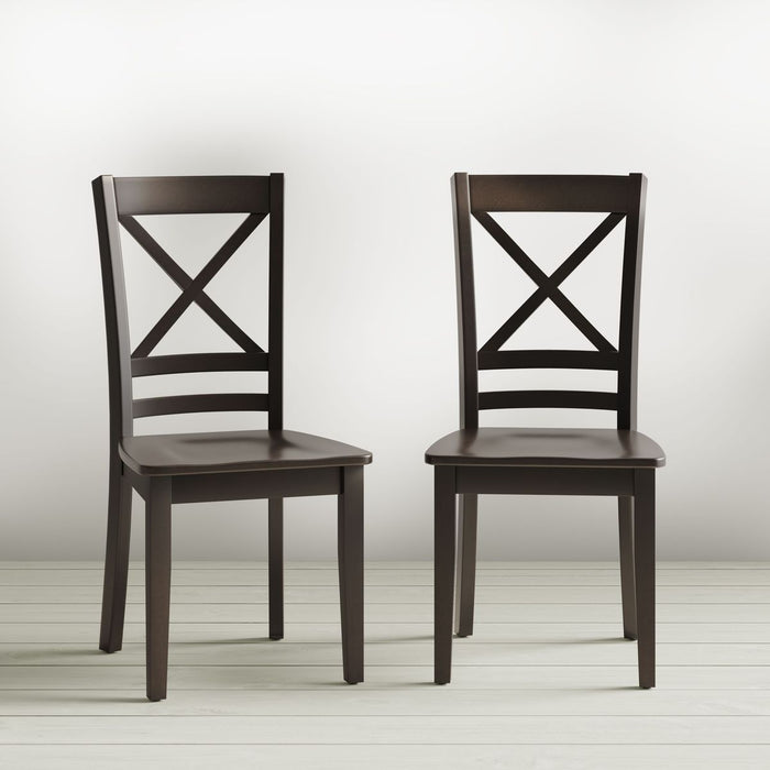 Jofran Simplicity Solid Wood Classic Cross-Back Dining Chair (Set of 2) in Espresso Brown - Holmwood's Furniture & Design Center (Somersworth, NH)