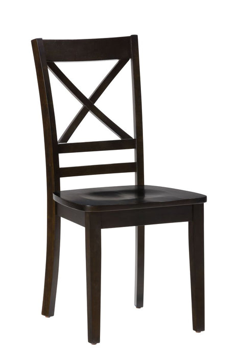 Jofran Simplicity Solid Wood Classic Cross-Back Dining Chair (Set of 2) in Espresso Brown - Holmwood's Furniture & Design Center (Somersworth, NH)