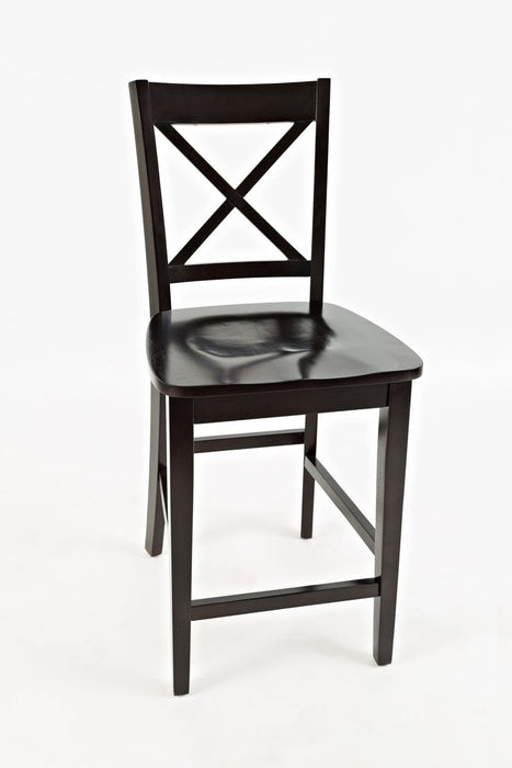 Jofran Simplicity Solid Wood Classic X-Back Stool (Set of 2) in Espresso Brown - Holmwood's Furniture & Design Center (Somersworth, NH)