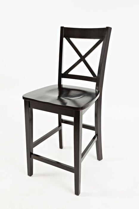 Jofran Simplicity Solid Wood Classic X-Back Stool (Set of 2) in Espresso Brown - Holmwood's Furniture & Design Center (Somersworth, NH)