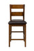 Jofran Plantation Counter Height Table and Four Faux Leather Stools- Warm Brown in Light Brown - Holmwood's Furniture & Design Center (Somersworth, NH)