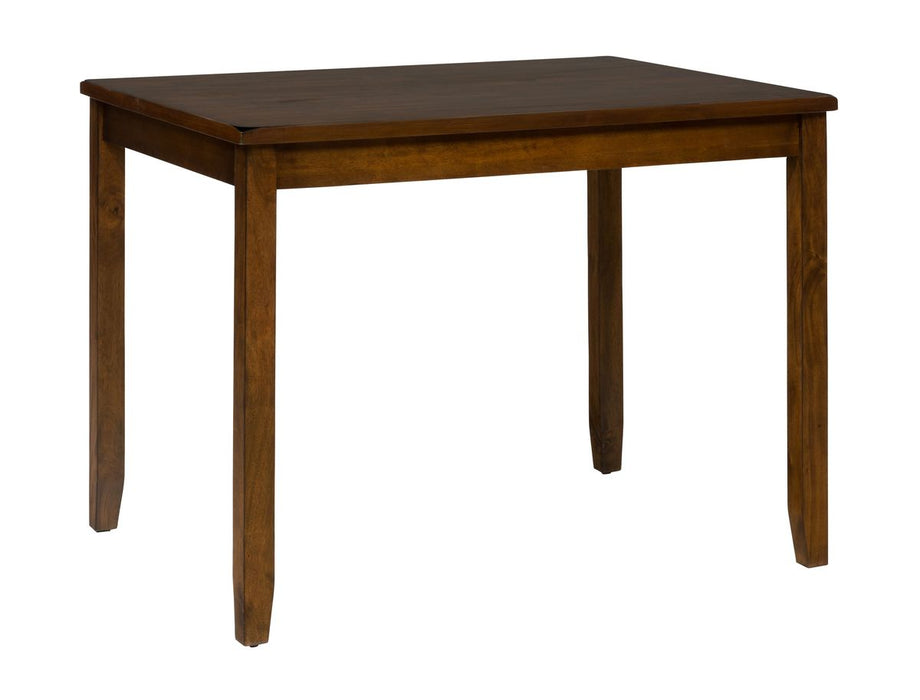 Jofran Plantation Counter Height Table and Four Faux Leather Stools- Warm Brown in Light Brown - Holmwood's Furniture & Design Center (Somersworth, NH)