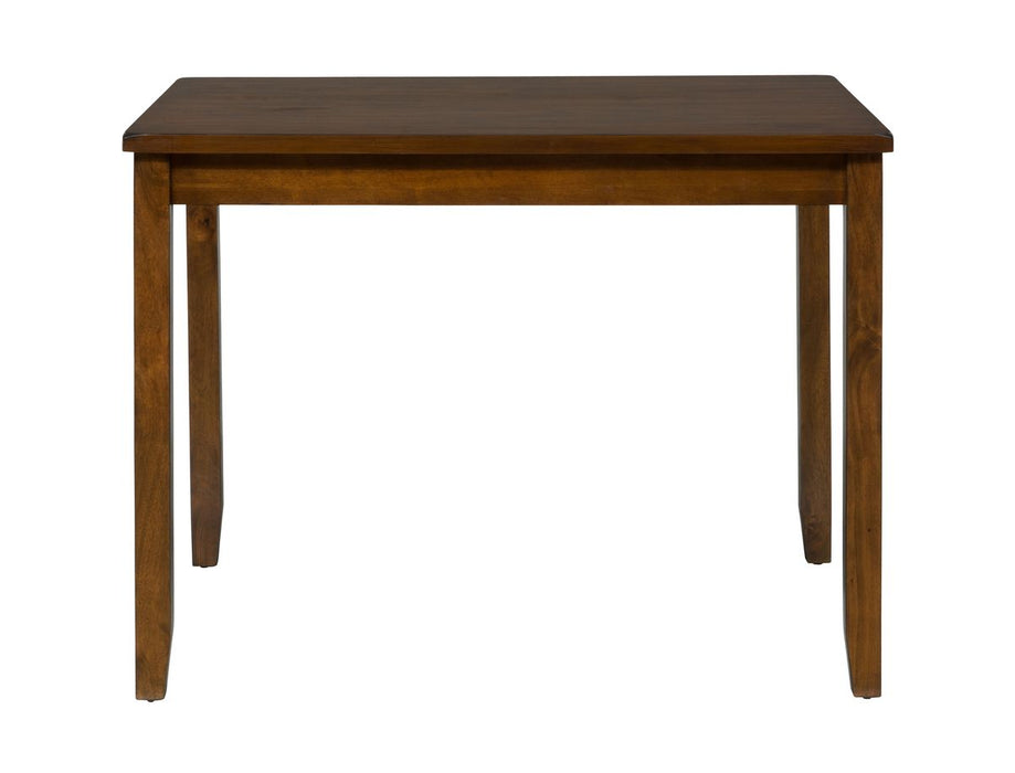 Jofran Plantation Counter Height Table and Four Faux Leather Stools- Warm Brown in Light Brown - Holmwood's Furniture & Design Center (Somersworth, NH)