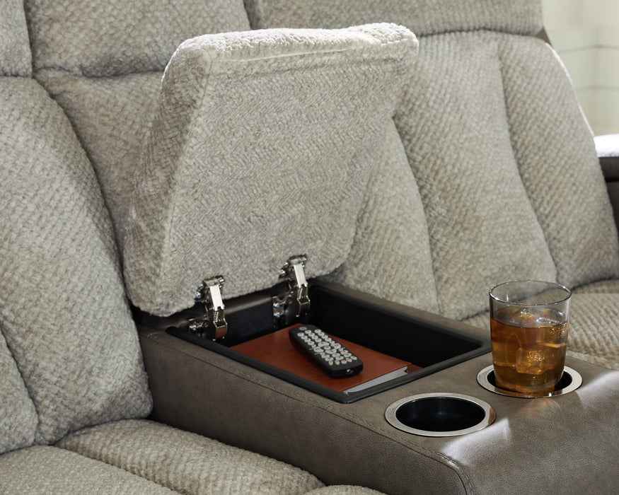 WhipLash Power Reclining Loveseat with Console - Holmwood's Furniture & Design Center (Somersworth, NH)