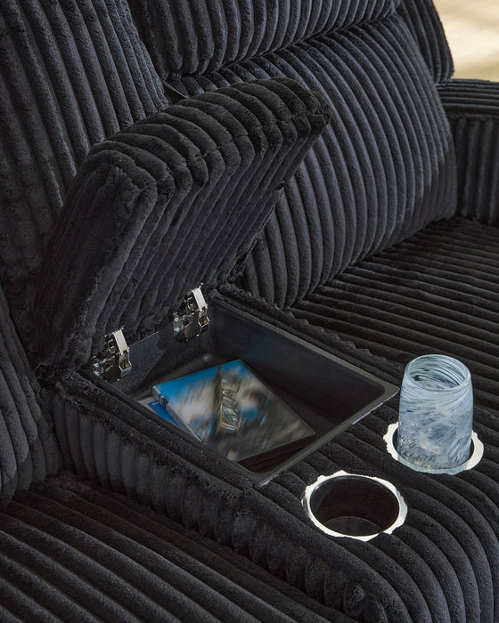 Forest Lake Power Reclining Loveseat with Console - Holmwood's Furniture & Design Center (Somersworth, NH)