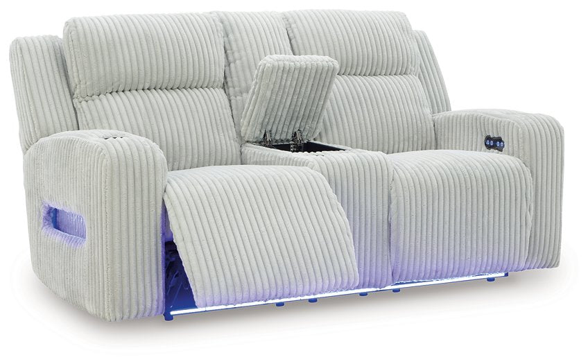 Forest Lake Power Reclining Loveseat with Console - Holmwood's Furniture & Design Center (Somersworth, NH)
