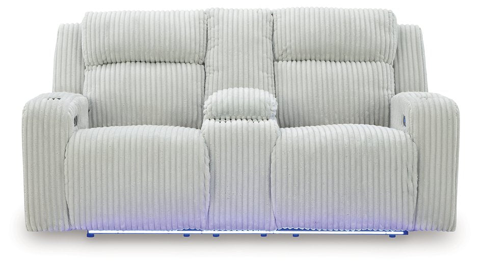 Forest Lake Power Reclining Loveseat with Console - Holmwood's Furniture & Design Center (Somersworth, NH)