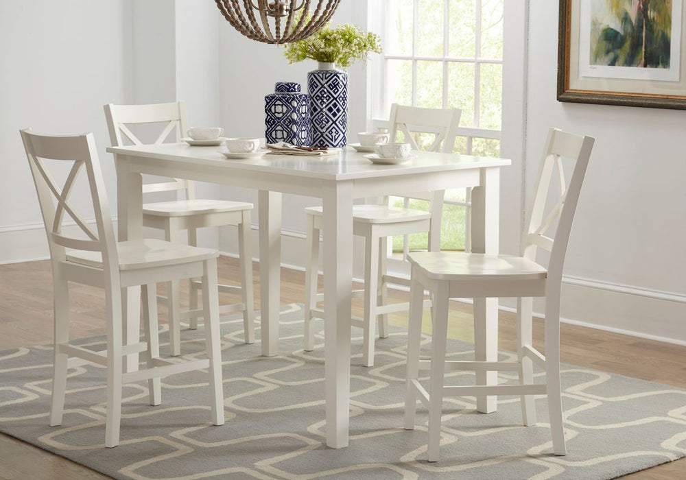 Jofran Simplicity Solid Wood Classic 54" Counter Height Dining Table in Paperwhite - Holmwood's Furniture & Design Center (Somersworth, NH)