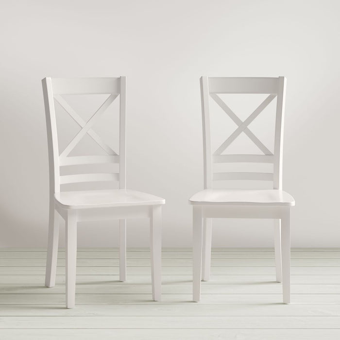Jofran Simplicity Solid Wood Classic Cross-Back Dining Chair (Set of 2) in Paperwhite - Holmwood's Furniture & Design Center (Somersworth, NH)