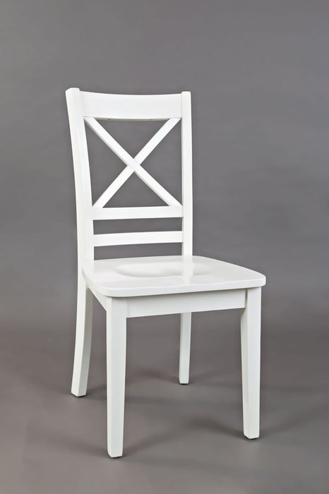 Jofran Simplicity Solid Wood Classic Cross-Back Dining Chair (Set of 2) in Paperwhite - Holmwood's Furniture & Design Center (Somersworth, NH)