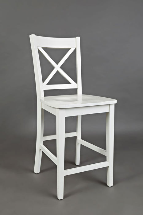 Jofran Simplicity Solid Wood Classic X-Back Stool (Set of 2) in Paperwhite - Holmwood's Furniture & Design Center (Somersworth, NH)