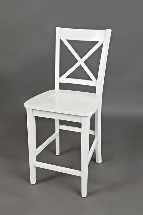 Jofran Simplicity Solid Wood Classic X-Back Stool (Set of 2) in Paperwhite - Holmwood's Furniture & Design Center (Somersworth, NH)