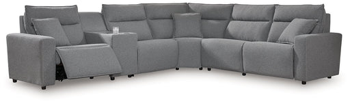 Modmax Reclining Sectional with Console - Holmwood's Furniture & Design Center (Somersworth, NH)