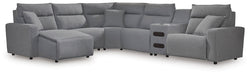 ModMax II Reclining Sectional with Chaise and Audio Console - Holmwood's Furniture & Design Center (Somersworth, NH)
