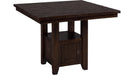 Jofran Kona Grove Fixed Counter Table with Storage Base in Chocolate - Holmwood's Furniture & Design Center (Somersworth, NH)