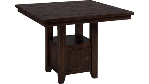 Jofran Kona Grove Fixed Counter Table with Storage Base in Chocolate - Holmwood's Furniture & Design Center (Somersworth, NH)