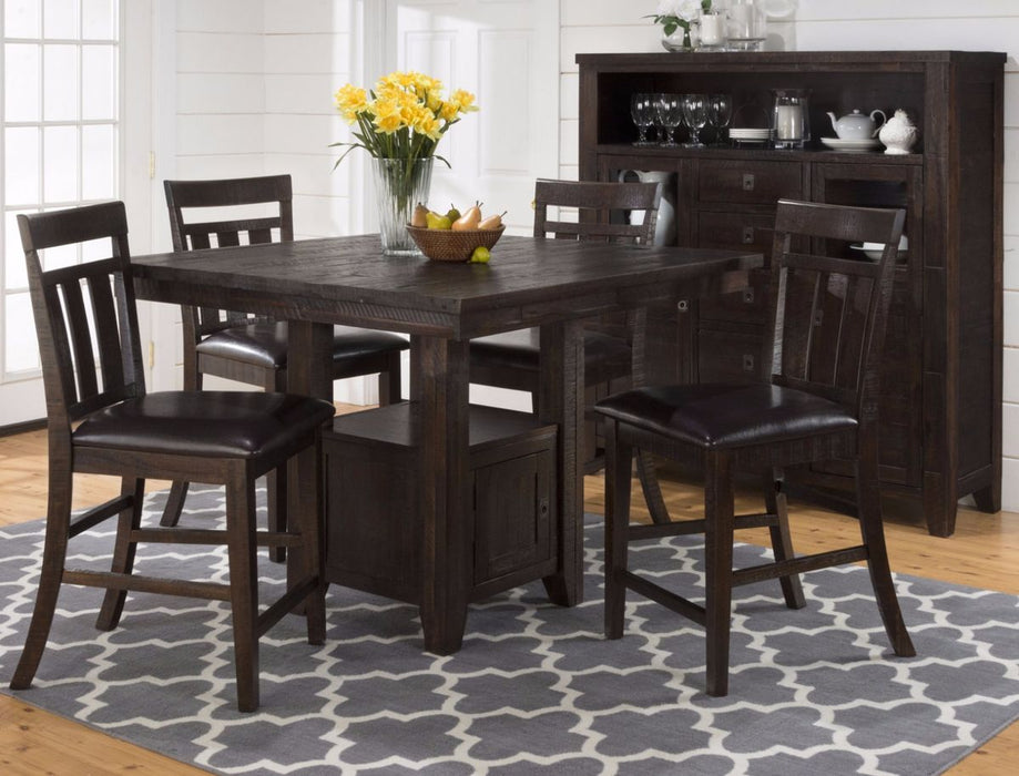 Jofran Kona Grove Fixed Pub Table with Storage Base in Dark Brown - Holmwood's Furniture & Design Center (Somersworth, NH)