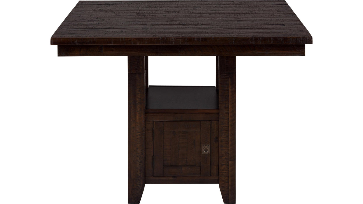 Jofran Kona Grove Fixed Counter Table with Storage Base in Chocolate - Holmwood's Furniture & Design Center (Somersworth, NH)