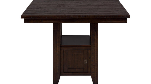 Jofran Kona Grove Fixed Counter Table with Storage Base in Chocolate - Holmwood's Furniture & Design Center (Somersworth, NH)