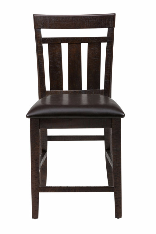 Jofran Kona Grove Upholstered Slat Back Stool in Dark Brown (Set of 2) - Holmwood's Furniture & Design Center (Somersworth, NH)
