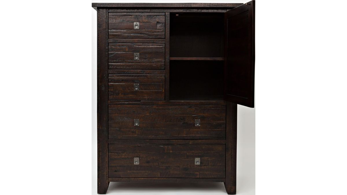 Jofran Kona Grove 5 Drawers and 1 Cabinet Chest in Deep Chocolate - Holmwood's Furniture & Design Center (Somersworth, NH)
