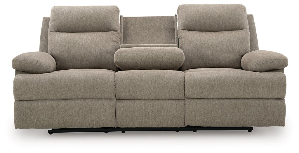Side-Swipe Reclining Sofa with Drop Down Table - Holmwood's Furniture & Design Center (Somersworth, NH)